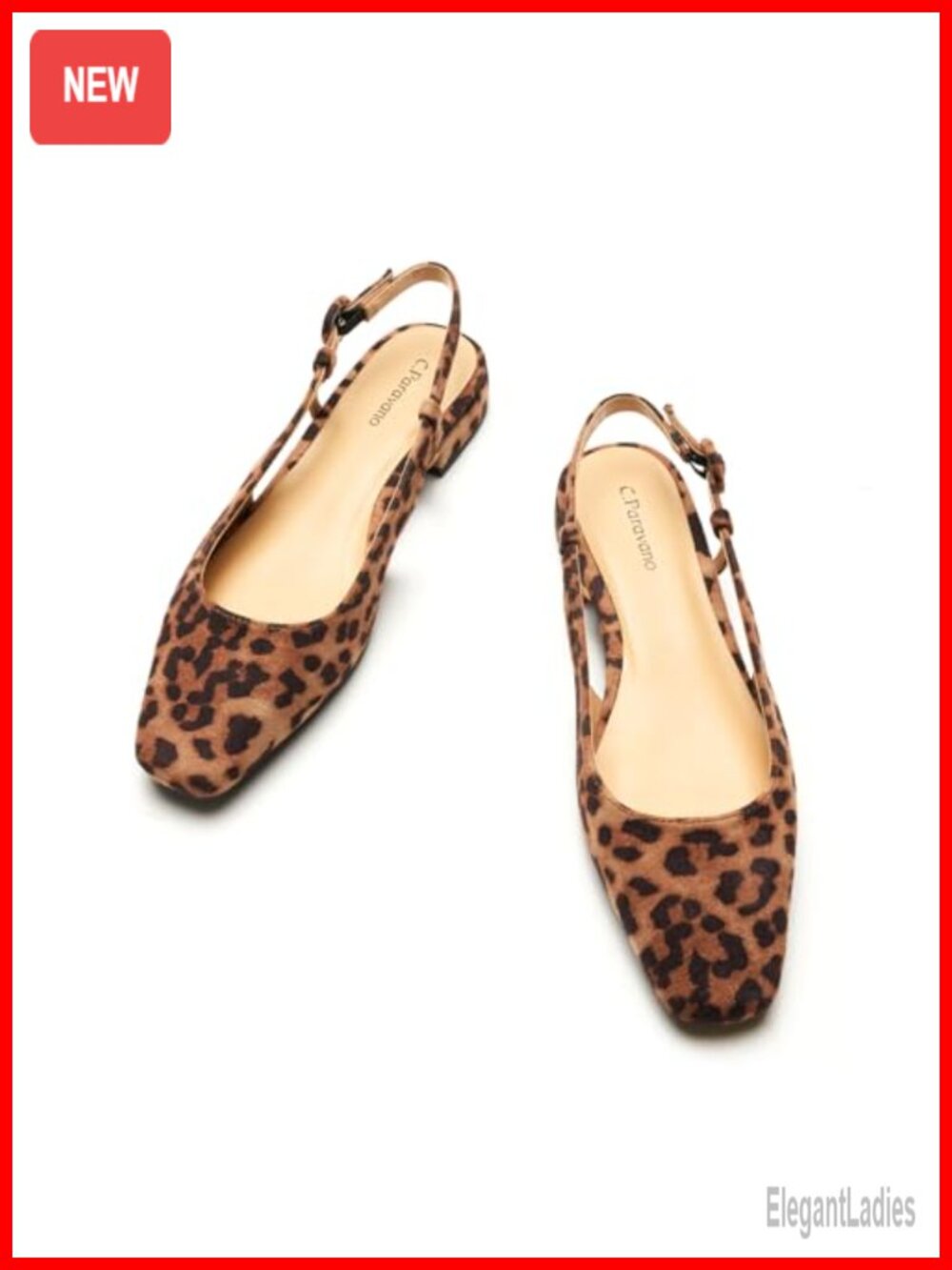 Slingback Flats Square Toe Ankle Strap Dressy Sandals